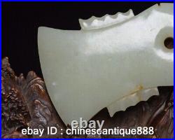 13cm Antique Chinese Nephrite Celadon hetian old jade dragon Statue