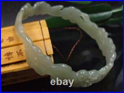 18552 Chinese Antique Celadon Nephrite Hetian-OLD Jade STATUE bracelet
