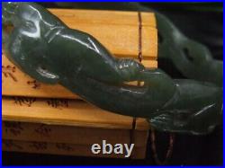 18815 Antique Chinese Nephrite Celadon-HETIAN- JADE Statue bracelet 2-dragon