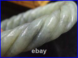 18938 Chinese Antique Celadon Nephrite Hetian-OLD Jade bracelet Twisted wire