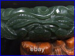 19117 Antique Chinese Nephrite Celadon-HETIAN- JADE Statue bracelet phoenix