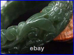 19117 Antique Chinese Nephrite Celadon-HETIAN- JADE Statue bracelet phoenix