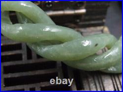 19358 Antique Chinese Nephrite Celadon-HETIAN-JADE Statue bracelet Twisted wire