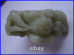 19th Century Chinese Celadon Jade Dragon Pendant Objet D'Art