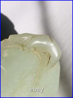 19th Chinese white celadon jade pea group