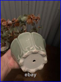2(both) Antique Chinese Bonsai Tree of life jade Celadon vase pot 11