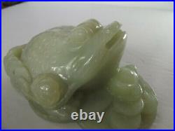 7 Carved Money Frog Toad Feng Shui Wealth Celadon Jade Green Soapstone Chinese
