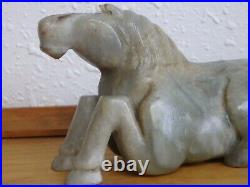 ANTIQUE Chinese A RARE PALE CELADON MOTTLED JADE HORSE QING QIANLONG PERIOD