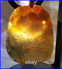 ATQ Chinese Russet Jadeite Celadon Nephrite Translucent Carved Pendant Amulet