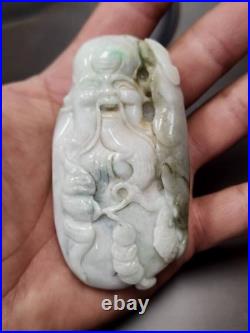 Antique Chinese Carved Celadon Jade Wise Man Octopus 19th C