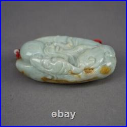 Antique Chinese Carved Celadon Jade Wise Man Octopus 19th C