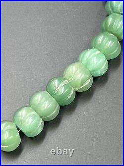Antique Chinese Celadon Jade Necklace Choker Rare Hand Carved Beads Graduated