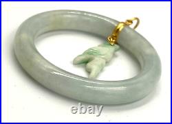Antique Chinese Celadon Jade Pendent Large Hand Carved Bird 18CT Gold Mount