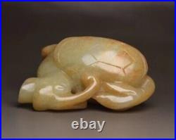 Antique Chinese Celadon Nephrite Hetian-OLD Jade statues dragon Qing dy