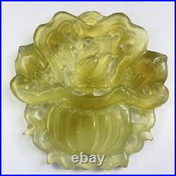 Antique Chinese Celadon Nephrite Jade Deep Hand Carved Flower Basket Pendant