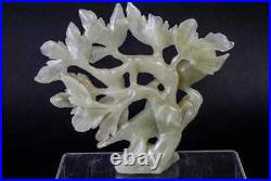 Antique Chinese Hand Carved Tree With Birds Chinese Celadon Jade Statue 6,5