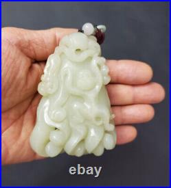 Antique Chinese Light Celadon Jade'Buddha's Hand' Carving