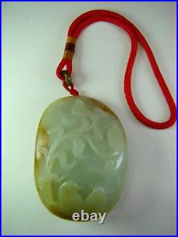 Antique Chinese Natural Celadon Color Hetian Jade Handle
