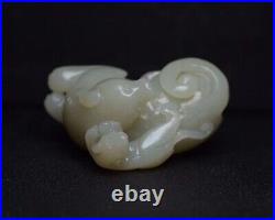 Antique Chinese Nephrite Celadon-HETIAN-Jade Statues pendants 2-dog QING DY