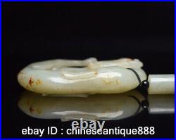 Antique Chinese Nephrite Celadon Hetian old Jade dragon Statues pendant