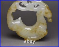 Antique Chinese Nephrite Celadon-Natural HETIAN-OLD Jade statues deer QING DY