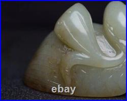 Antique Chinese Nephrite Celadon Natural Hetian OLD Jade statue bird Qing Dy