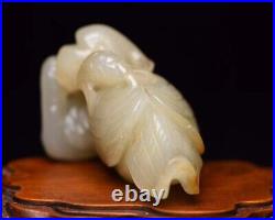 Antique Chinese Nephrite Celadon Natural Hetian OLD Jade statue phoenix Qing Dy