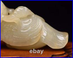 Antique Chinese Nephrite Celadon Natural Hetian OLD Jade statue phoenix Qing Dy