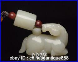 Antique Chinese Nephrite Celadon-hetian-old jade handcarved horse Statue pendant