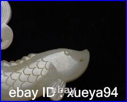 Antique Chinese Nephrite Celadon-natural hetian old Jade fish Statue pendants