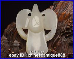 Antique Chinese Nephrite Celadon nature Hetian old Jade handcarve Birds Statues