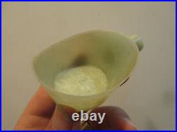 Antique Chinese Qing Dynasty Celadon Jade Cup Bowl Thin sided 3.5 x 2.5 x 1
