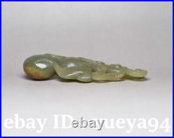 Antique Chinese collect Nephrite Celadon natural hetian old Jade gourd statues