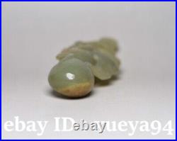 Antique Chinese collect Nephrite Celadon natural hetian old Jade gourd statues