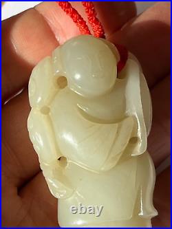 Antique Chinese pale celadon jade boy China, early Qing dynasty, 18 century