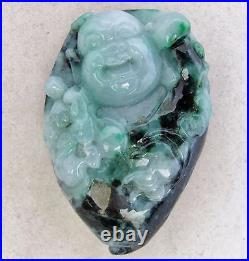BIG 2.55 Carved Chinese A Grade Celadon & Green JADEITE Jade BUDDHA Pendant