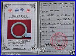 Certified Fine Old Chinese Hetian Nephrite Celadon Jade Bracelet Bangle 60mm