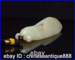 Chinese Antique Celadon Nephrite Hetian old Jade handcarve Cicada statue pendant