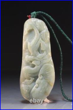 Chinese Carved Celadon Jade Pendant
