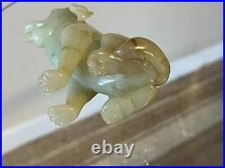 Chinese Carved Jade Dog Nephrite Jadeite Celadon Pale Yellow Green