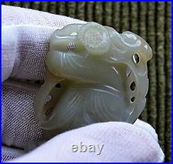 Chinese Celadon Opaque JADEITE Immortal FIGURINE Statuette AMULET