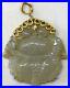 Chinese Handcrafted Celadon Jade Pendant with 14K Solid Gold Bail