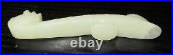 Chinese White Celadon Jade Small Belt Buckle 33/4 L X 3/4 X 1/2 W