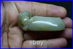 Detailed Chinese Hand Carved Celadon Nephrite Jade Sculpture