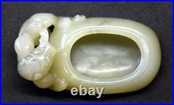 Detailed Chinese Hand Carved Celadon Nephrite Jade Sculpture