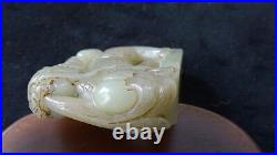 Extra Fine Chinese Celadon Jade Statue Boy withBall Rides Water Dragon 3 3/4