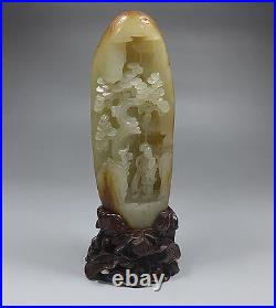Fine Chinese Hetian Celadon Nephrite Jade Traditional Lady Statue