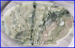 Huge Chinese God Of Longevity Carved Jade Relief Immortal Landscape Shou Lao Bat