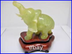 JADE/NEPHRITE CELADON ELEPHANT-CHINESE ANTIQUE WithSTAND EX CONDITION #2910EPC-2