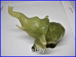 JADE/NEPHRITE CELADON ELEPHANT-CHINESE ANTIQUE WithSTAND EX CONDITION #2910EPC-2